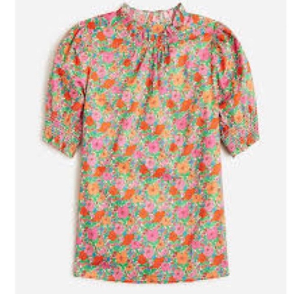 J.CREW Smocked Puff-Sleeve Top in Liberty® Meadow Song Fabric | Small - Picture 2 of 14